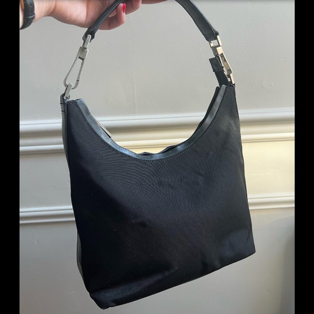Authentic Gucci Shoulder Bag, Nylon + Leather, Vintage 90s / Y2K, Baguette Style